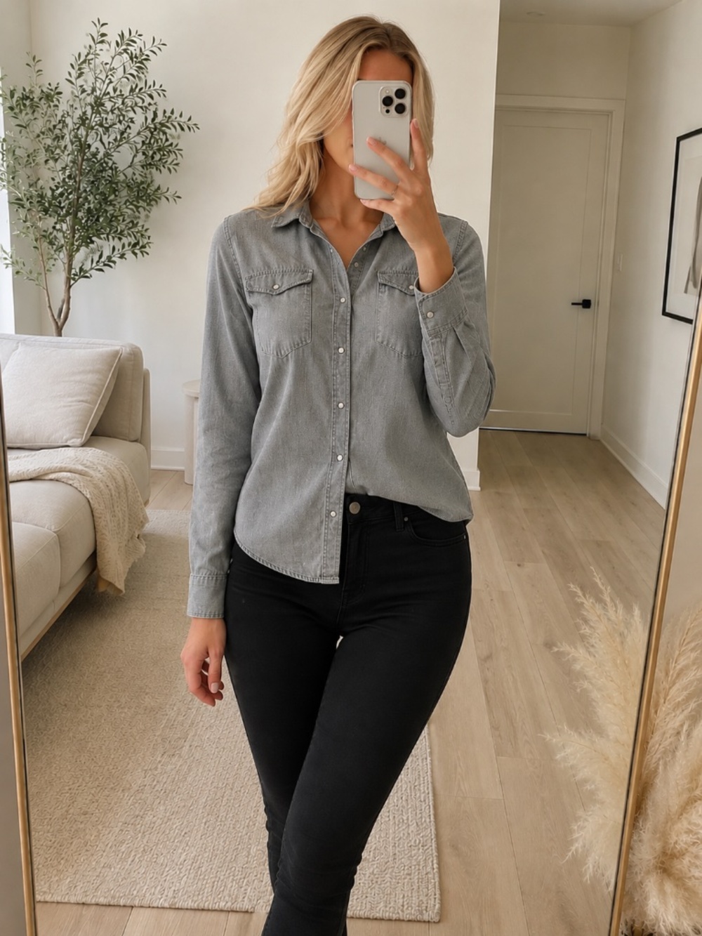 Calvin Klein Gray Stretch Button Down Shirt Small NWT